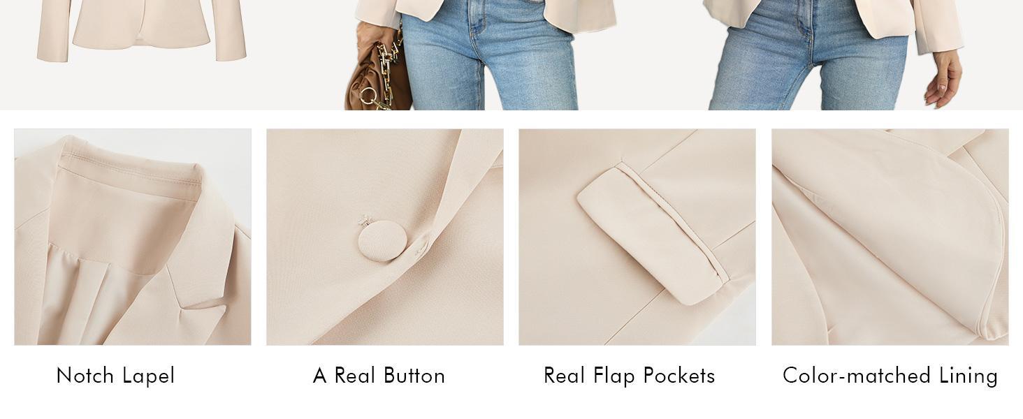Imily Bela Womens Casual Blazers Long Sleeve Lapel Button Slim Work Office Blazer Jacket