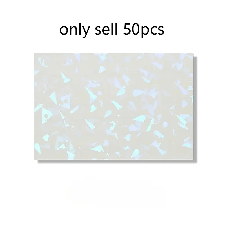 50 sheets of cold pressed laminated A6 self-adhesive paper stickers, Scrapbooking Stickers, Scrapbooking Supplies, holographic transparent laminated film with star/glass shards/dots/snowflake patterns DIY photo paper protective film.
