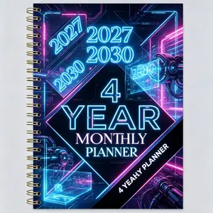 2027-2030 Monthly Planner/Calendar - January 2027 to December 2030, 4-Year Monthly Planning Schedule Book, Futuristic Colorful Theme Cover Design Notebook, Yearly Calendar Planning, Monthly Tabs, 48-Month Calendar, 5.5 x 8.3 Inches Thick Paper, Flexible C