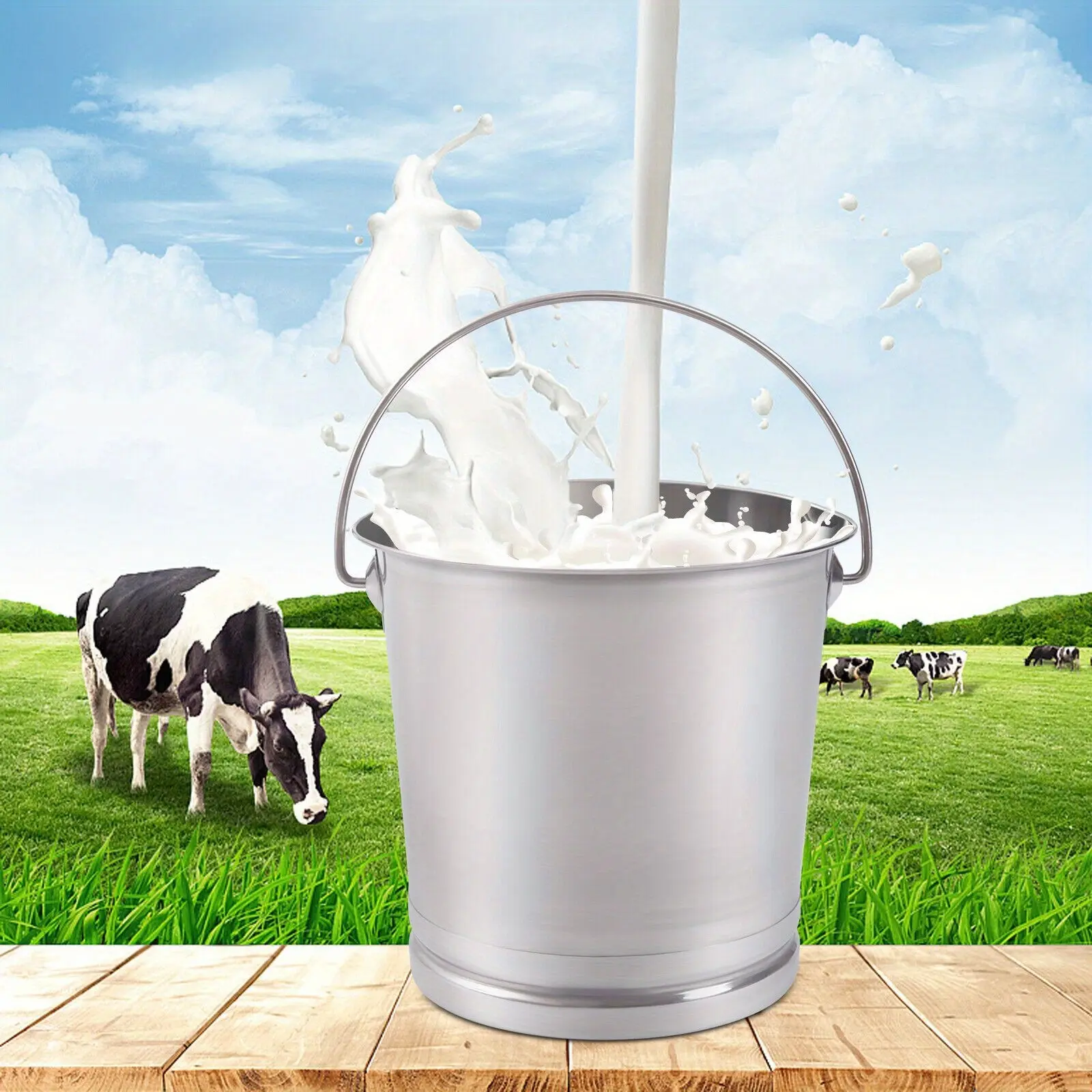 Stainless Steel Kitchen Compost Bin Bucket Milk Pail, Counter Top Indoor Food Waste Container with Lid, Food Scrap Pail, Countertop Composter, Large Kitchen Collection Compost Pail