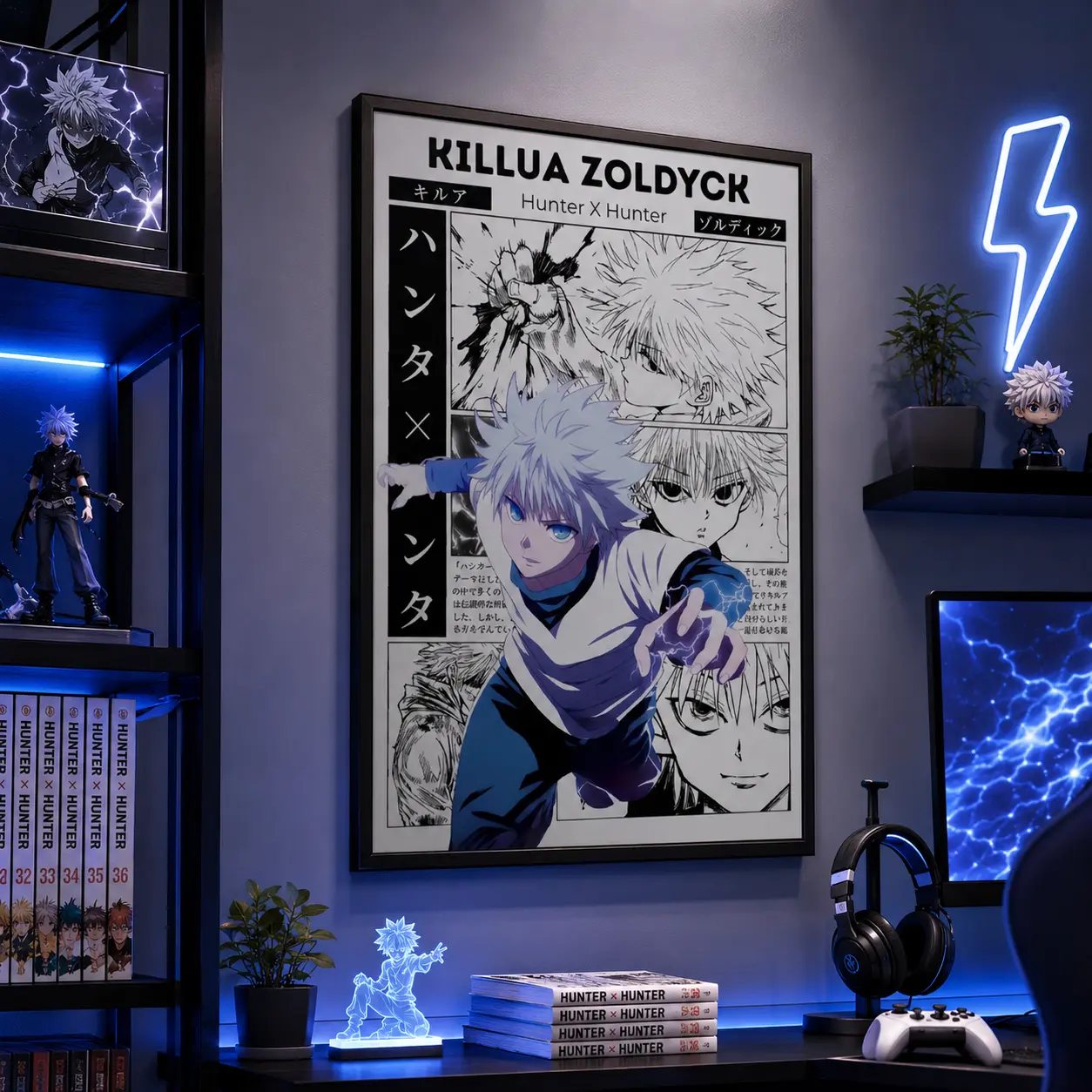 Hunter X Hunter Killua Zoldyck Anime Poster, Manga Wall Artwork Prints, Home Decor Gift, Canvas Wall Art Print, Japanese Anime Room Decor for Bedroom Dorm Gaming Room Office, Manga Poster Gift for Anime Fans