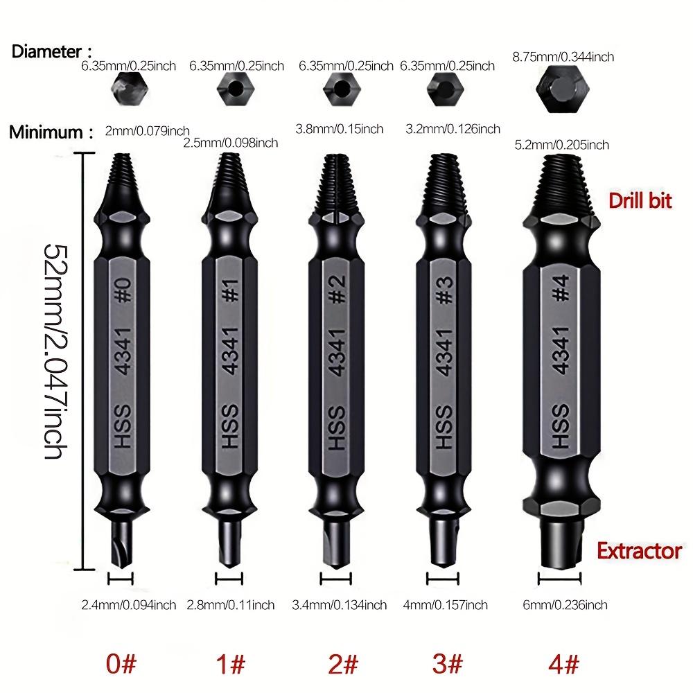 HSS Nitrided Screw Extractor Set 4 or 5 Pcs Broken Bolt Remover Drill Bit Kit Home Mechanical Repair Tools Metal Drilling Damaged Screw Removal Thread Repair Emergency Tool High Efficiency Stripped Screw Extractor Set