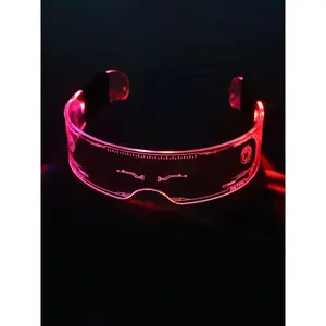 Y2K Glow in the Dark LED Sunglasses, Luminous Punk Glasses for Party, Club & Music Festival