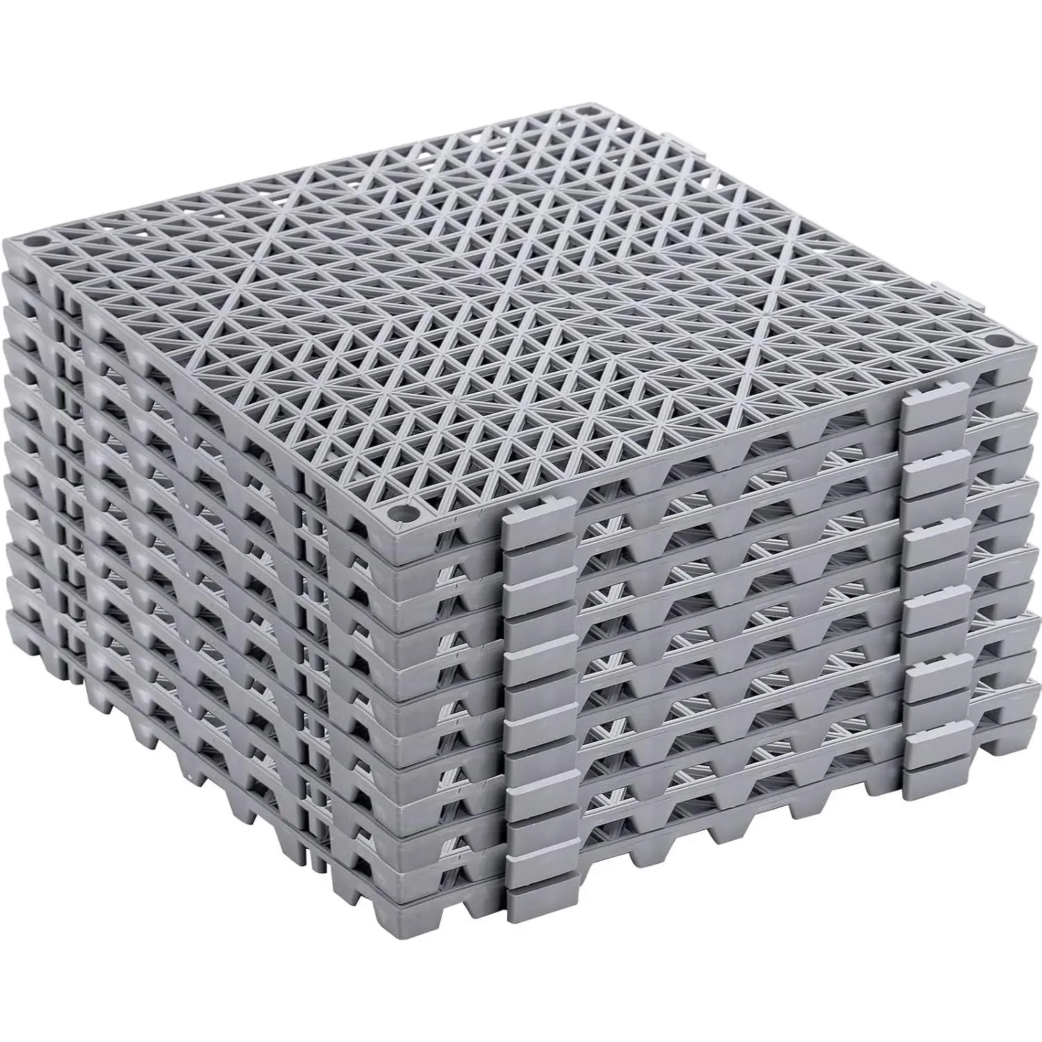 12 Pieces Modular Interlocking Cushion, 11.6" x 11.6" Rubber Floor Tiles with Holes, Non-Slip Splicing Drainage Mat for Pool Shower Bathroom Kitchen Patio Balcony Yard Pet Area
