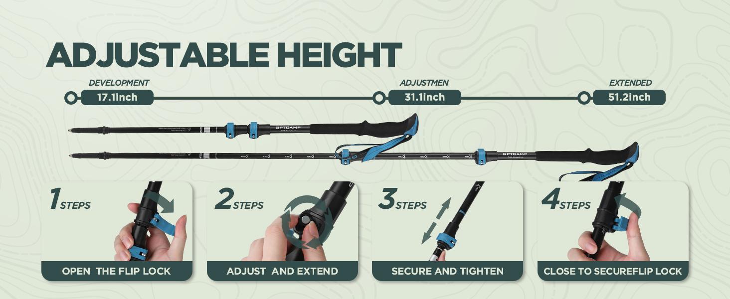 Hiking Stick,1PC Trekking Pole Collapsible Hiking Pole,Lightweight Folding Adjustable Travel Walking Stick with EVA Foam Grip for Men Women