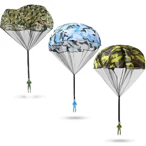 Parachute Toy, 3 Counts/set Army Camouflage Parachute Toy, Durable Outdoor Flying Parachute Toy, Fun Outdoor Toy for Kids