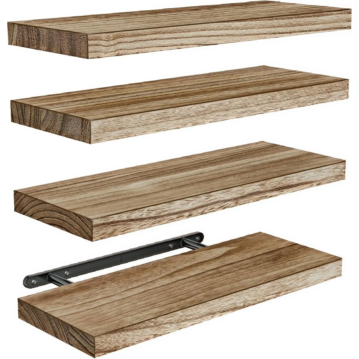 Floating Shelves, Paulownia Wood Wall Shelves for Living Room/Bedroom/Kitchen/Home Office, Wood Floating Shelf for Home Storage & Organization, Set of 4, 15.75″L x 5.91″W x 0.98″H