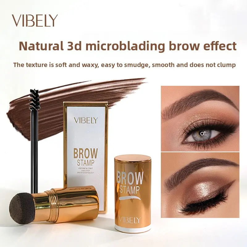 Eyebrow Stamp & Stencil Kit, Waterproof Sweatproof Smudge-Proof Brow Pomade, Long Lasting Natural Eyebrow Makeup Set for Beginners with Reusable Brow Templates