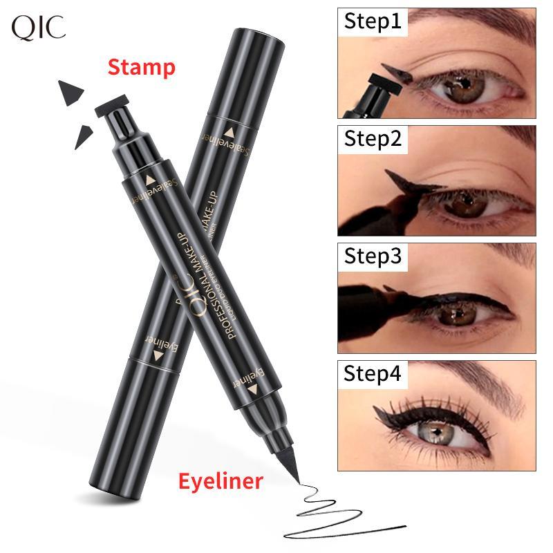 QIC 2-in-1 Stamp Eyeliner Pen | Waterproof & Smudge-Proof | Long-Lasting Winged Eye Makeup
