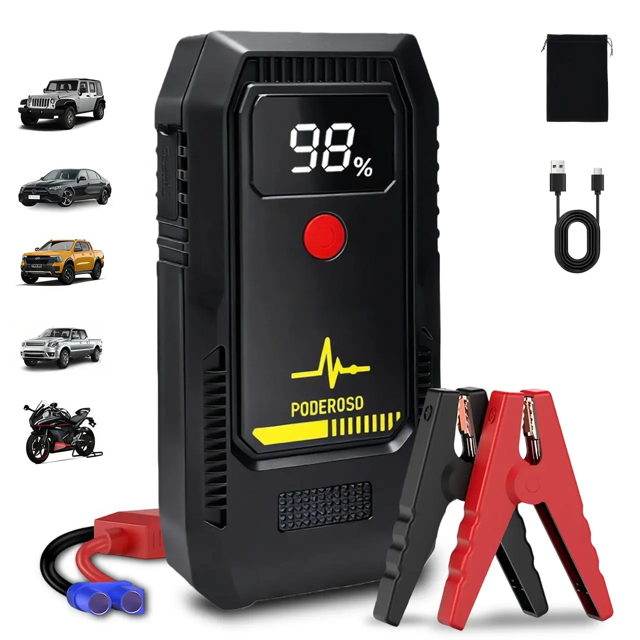 T704 Lightweight Car Jump Starter Power Bank - Standard, All Seasons Automotive Escape Tool for Car Owners, LED Flashlight, Secure Design, No Compatibility Issues with Motorcycles