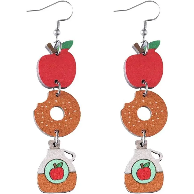 Funny  Earrings Cute Taco Hamburger Dangle Earrings Hamburger Fried Shrimp Egg Cookie Ice Cream Imitation Earrings Decoration