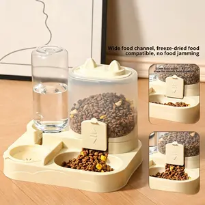 Automatic Cat Feeder Bowl, Dual Function Food and Water Dispenser, Anti-Tip Design, Portable Pet Waterer, Ideal for Cats and Dogs