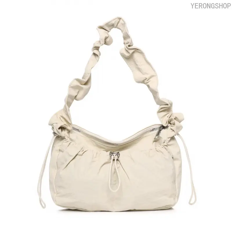 Korean Style Ruched Cloud Bag for Women, Designer Underarm Shoulder Bag, Large Capacity Dumpling Shape Handbag