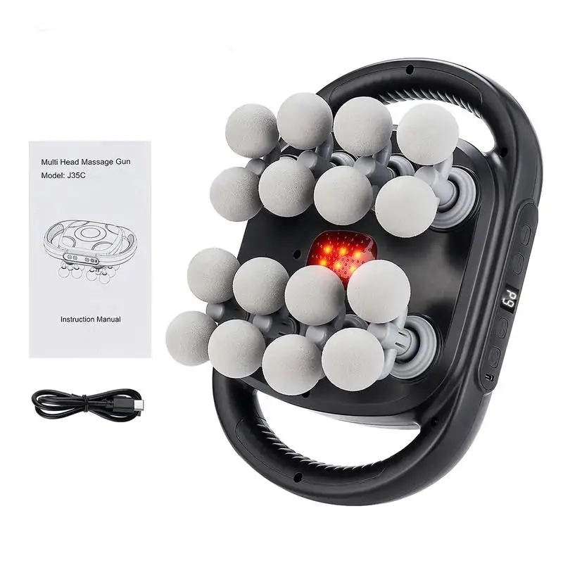 16-Head Electric Muscle Massager, USB-Rechargeable Handheld Massager for Home & Travel, Portable Professional Muscle Relaxation Device, Adjustable Relaxing, Lightweight and Durable, Portable Massagers