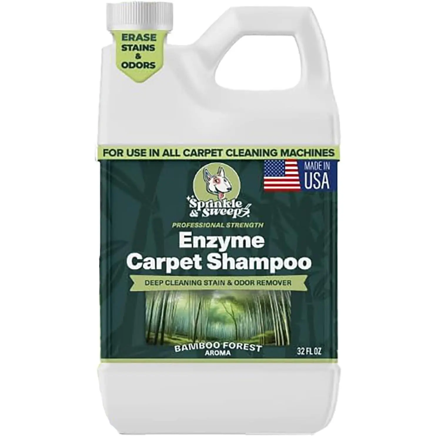 Enzyme Carpet Shampoo - 32oz, Deep Cleaning Pet Stain & Odor Remover, Dog & Cat Mess Urine Accident Solution, All Machine Compatible