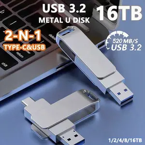 New 16TB USB Flash Drive USB 3.2 Memories Type-c 2-In-1 8TB 16TB OTG Pendrive 128GB 2TB High Speed Flash Disk For Computer