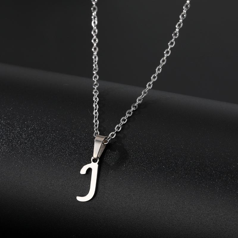 Stainless Steel English Alphabet 26 A-Z Letter Necklace Pendant Women Men Capital Initial Name Necklace Birthday Gift for Girl Couple Friends