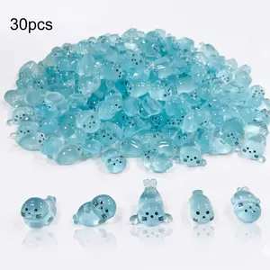 30pcs Simulation Night Glow Mini Seal Statues, Resin Figurine Statue, Cute Resin Style Plastic Ocean Animal Decorations, No Battery Needed Glowing Sculptures, Decorative Sculptures, Glow In The Dark