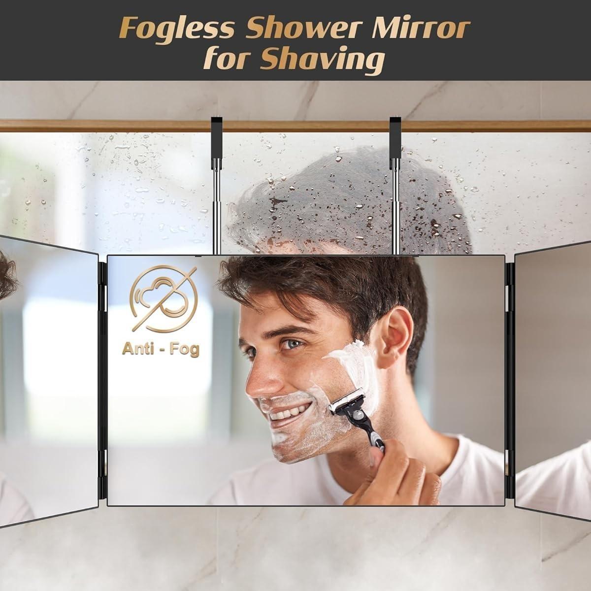 Extendable Tri-Fold Makeup Mirror, Portable Hanging Cosmetic Mirror for Hair Styling & Shaving, Best Birthday Gift for Men & Women