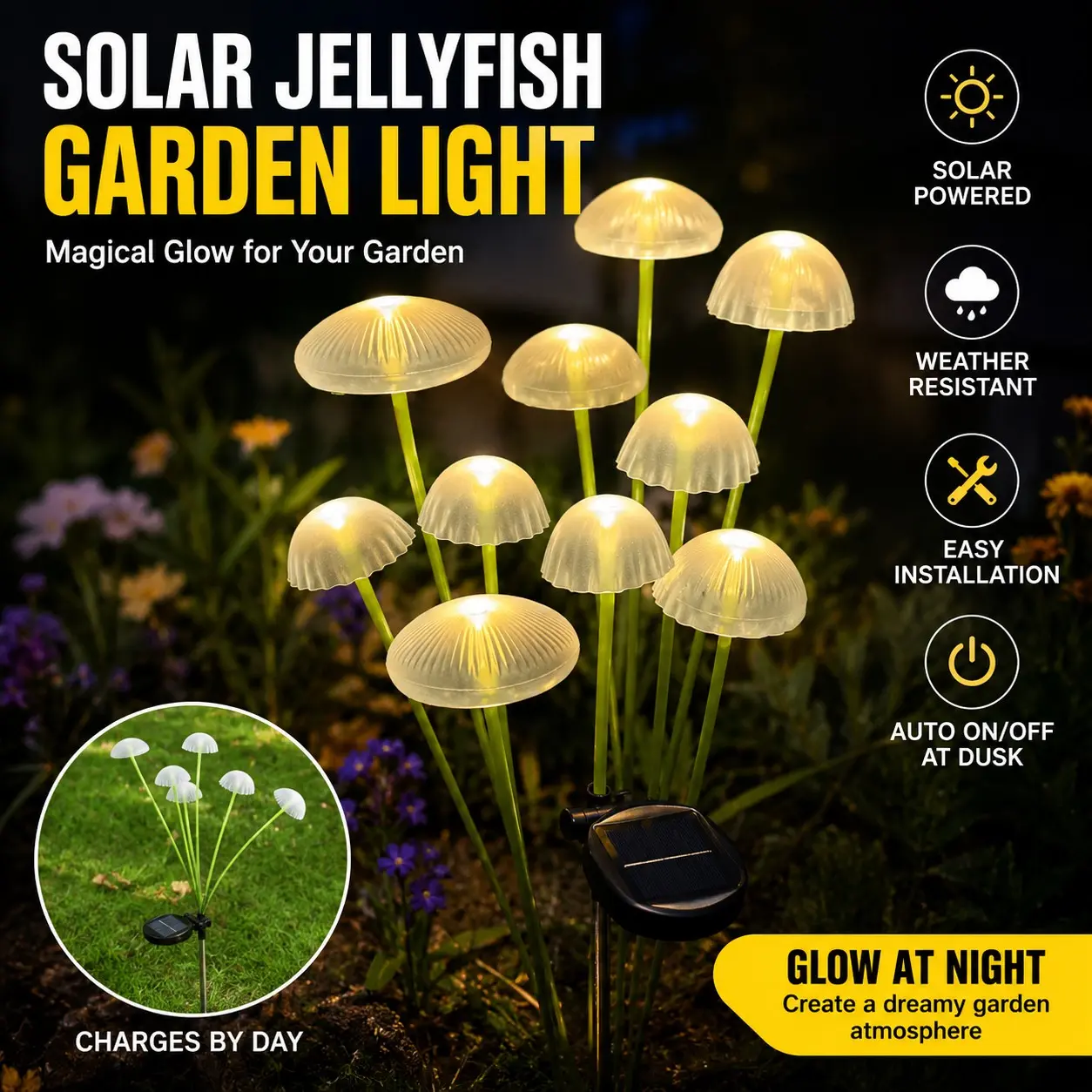 2/4 Pack Solar Jellyfish Lights, Outdoor Solar Lanterns, Garden Decor, Waterproof Decking & Patio Lighting, Rechargeable Batteries Included