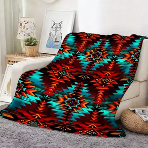 1pc Contemporary Tribal Bedspread - Soft Flannel Blanket Suitable for Boys & Girls, - Sofa Bed Cover, Machine Washable Bedding Gift for, Car, Office, Birthday, Valentine's Day, Neutral for Boys and Girls