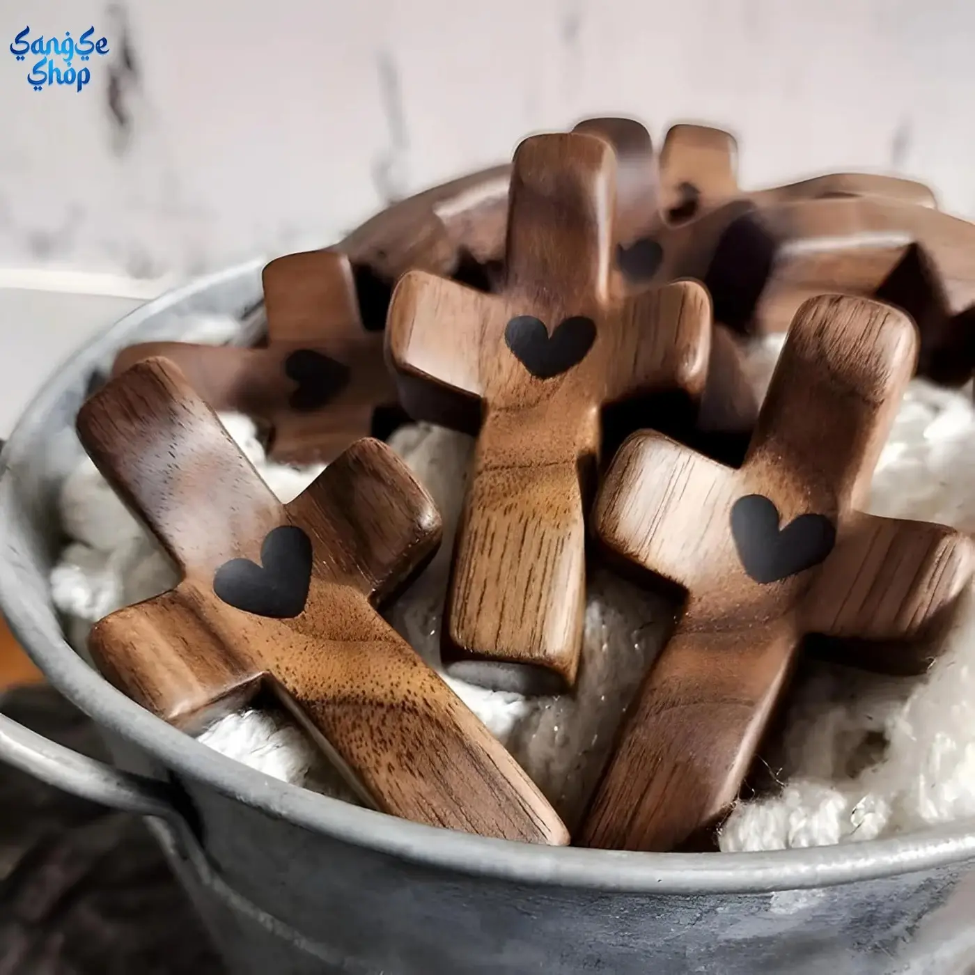 Solid Wood Bag Charm & Fidget Tool, Black Walnut Handheld Prayer Cross for Anxiety Relief, Inspirational Christian Faith Gift