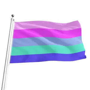 Genderflux Pride Flag - 5-Stripe LGBTQ+ Banner with Pink Purple Blue Teal Colors, 2*3ft & 3*5ft, for Pride Month, Parade & Home Decor
