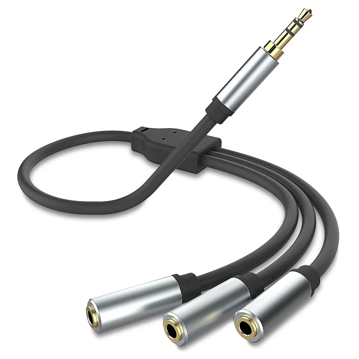 3.5mm Stereo Audio Splitter ,  Plated 3.5mm (1/8") TRS 1 Male to 3 Female 3-Way Stereo Aux Splitter 1 Input 3 Output Stereo Audio Distributor  (3-Pole)