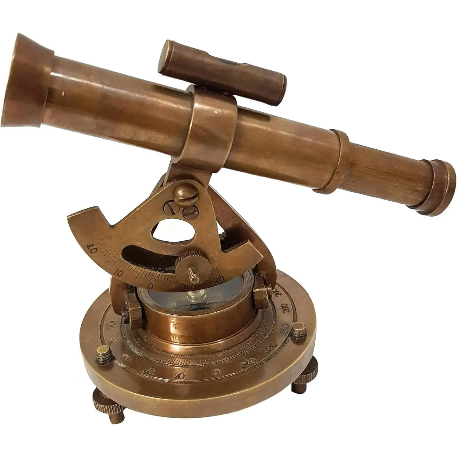 Antique Brass Nautical Alidade Telescope Compass Surveying Theodolite Marine Home Office Table Decor Survey Transit Instrument