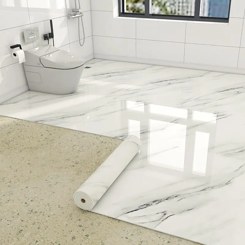 Self-Adhesive Vinyl Floor Tile, 15.75in X 118.11in, Waterproof Peel and Stick Marble Wallpaper,Easy to Clean & Install, DIY Flooring for Kitchen, Bedroom, Living Room ,Bathroom,Vinyl Flooring Roll