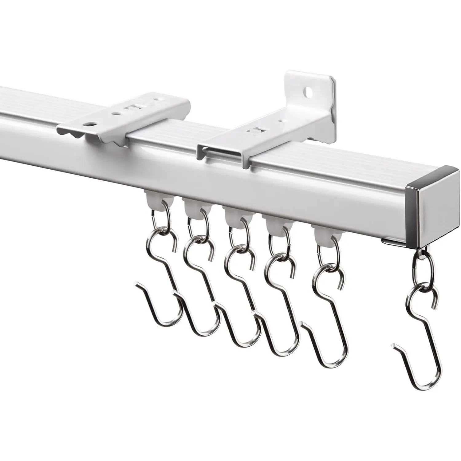 Silent Ceiling Track with Wall, 6ft-9ft, White| Track System for Room Divider, Rail with Types of, Easy Install, 6 to 9 Feet