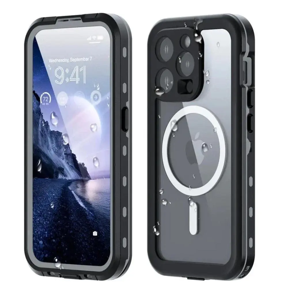 For iPhone 17 Air 16 16e 15 14 Plus 13 Pro Max IP68 Waterproof Diving Case Built-in Screen Protector Dustproof Magnetic Cover