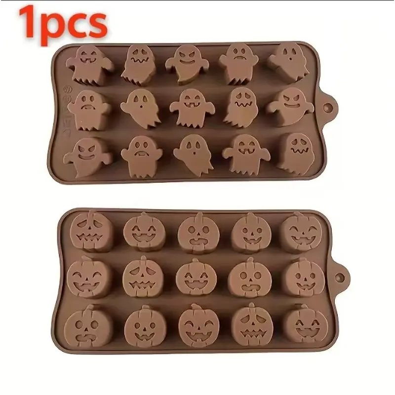 1pcs Halloween ghost pumpkin silicone mold chocolate fudge cake decoration baking mold ice grid wax mold