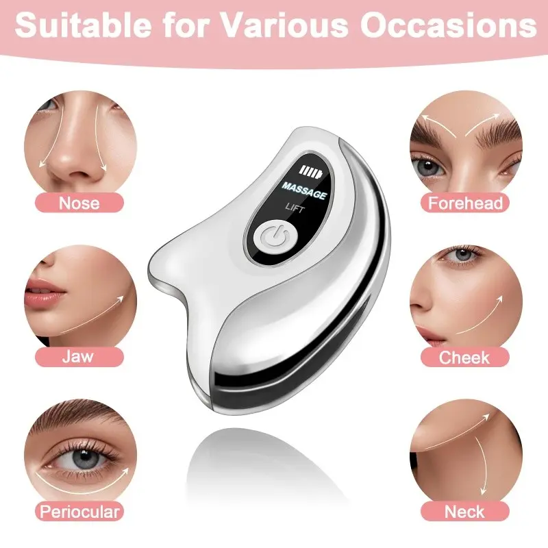 Electric facial massage and traction device, blue light heated vibrating scrubber pad, facial care tools, skin conditioning and firming care equipment, beauty instrument, facial beauty treatment, office travel festival gift