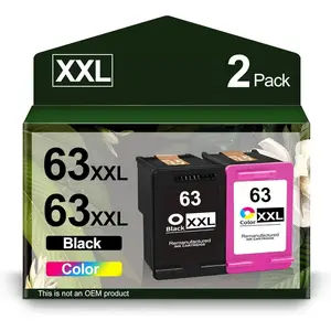 63XXL Ink Cartridges Black and Color Combo Pack  for  63 63XL Ink Use with OfficeJet 3830 4650 4655 5255 5258 5200 Envy 4510 4520 DeskJet 1110 3630 Printer(1 Black, 1 Tri-Color)