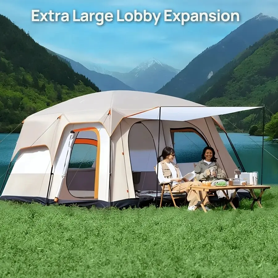 4-6 Person Camping Tent, Waterproof Easy Setup Tents For Camping With Sun Protection & Mosquito Net, Tent Lightweight And Spacious For Outdoor Camping, Hiking & Beach Trips