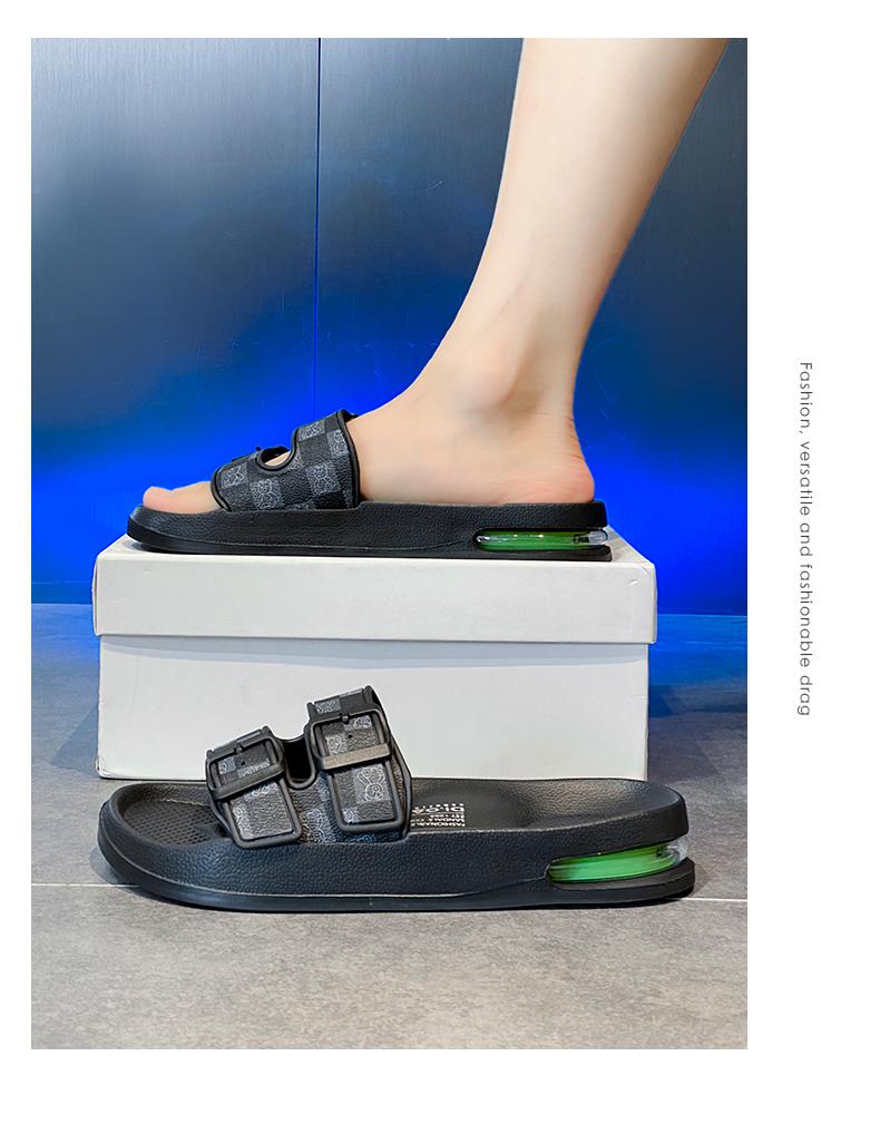 Fashion Slippers for Men 2026 Summer New Design Slides Luxury Leather Slipper Casual Beach Shoes with Air Cushion