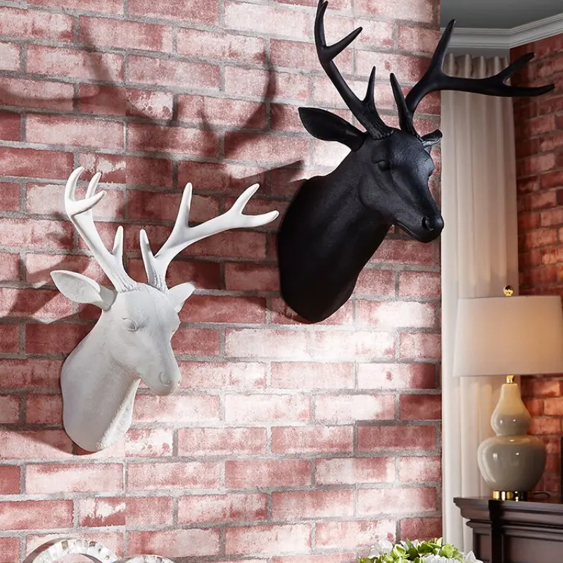 Home Wall Fireplace Decor Hanging Ornament, Modern Indoor Wall Art Design, 3D Wall Mount Decoration, Ktv Deer Head Pendant