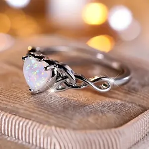 [Coquettish Celtic Ring] Coquettish Celtic Heart Ring |   Simulated Acrylic Band for Girls, Engagement/Wedding Gift for Love, Teenager