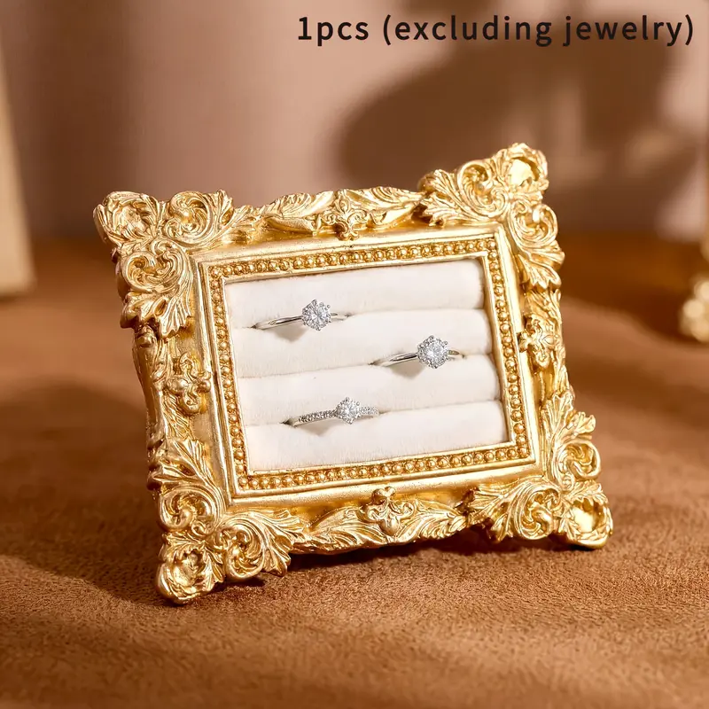 1pcs retro jewelry display stand, gold pattern, photo frame design, can store earrings, rings and earrings and other jewelry, which is not only a home storage tool, but also a thoughtful gift, especially suitable for female friends, Decoration
