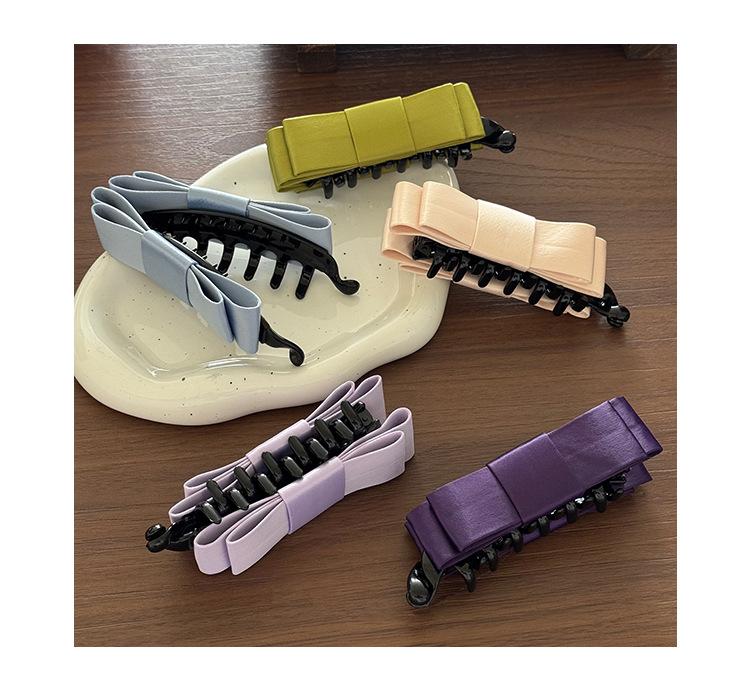 Coquette Aesthetic Macaron Bow Banana Clip | Adorable Pastel Ribbon Hair Clip for Elegant Ponytails | Sweet Summer Hair Accessory