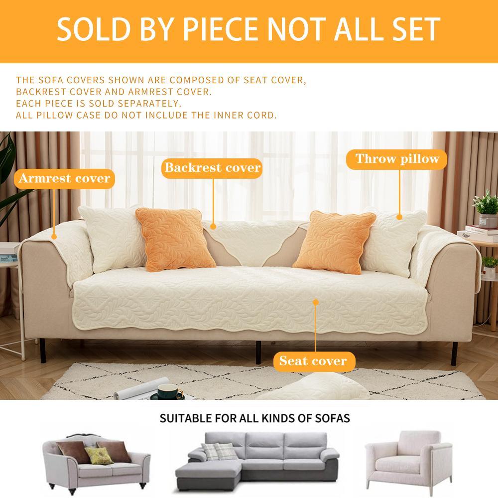 Solid Color Leaf Pattern Sofa Cover, 1 Count Non-slip Washable Sofa Slipcover, Dustproof Sofa Pad, Couch Protector for Home Living Room, Vanity Decor Accessories