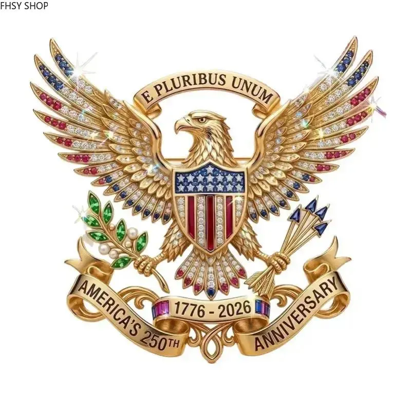 Wearable National Emblem | Trending July 4 Decor Pins, America 250 Year Bald Eagle Rhinestone Lapel Pin, Polished Metal Commemorative Brooch, Anti-Fade Glossy Crafted Pin, Dainty Statement Ornament For Independence Day Parties, Civic Gatherings
