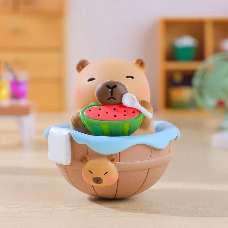 Capybara Shake-Free Series Blind Box Capybara Figurine Stress Relief Healing Desktop Ornament Doll for Women