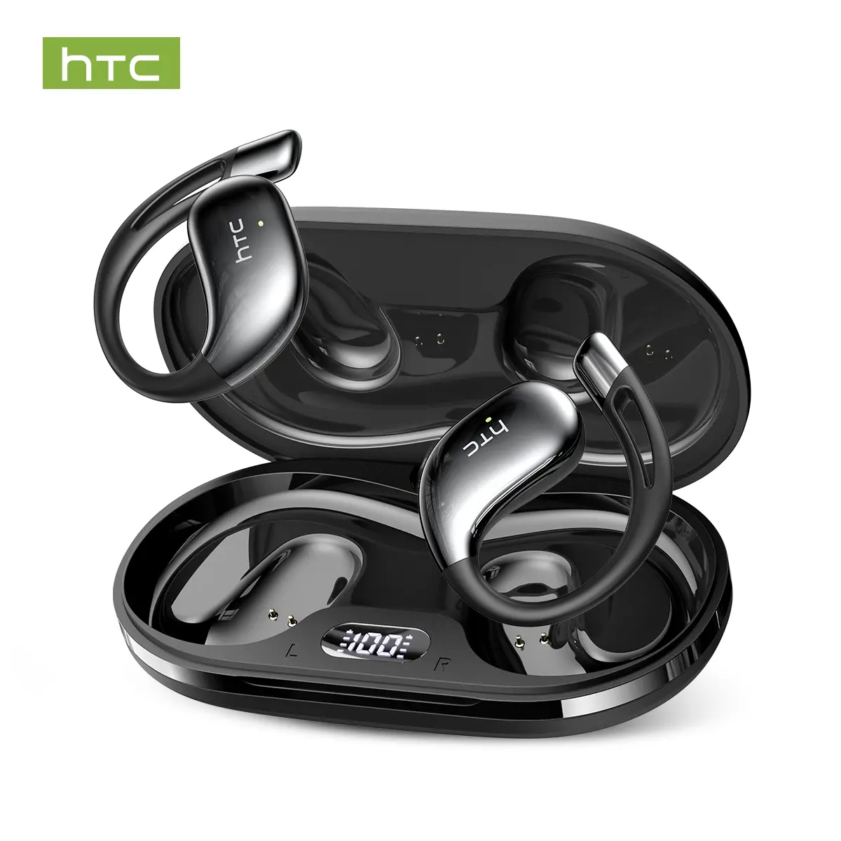 HTC NE57 Wireless Earbuds Earphones with App Support, Real-Time Translation, Bluetooth 6.0 Compatible, LCD Display, Fast Charging, IPX5 Waterproof, Compatible with Android and iOS Devices, TWS Wireless Earbuds #GLOBAL PICKS