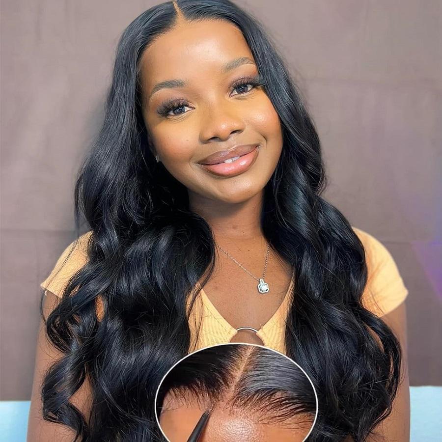 Bling Hair Body Wave 6x4 Glueless Wigs Human Hair Pre Plucked Pre Cut 5x5 HD Lace Closure Wigs Human Hair 180% Density Easy To Wear Wigs Human Hair For Women