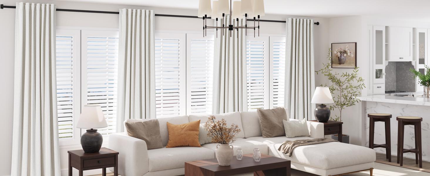 Cream 100% Blackout Linen Curtains 84 Inch Length 2 Panels Set for Bedroom Back Tab Cortinas Para Sala Black Out Curtain for Living Room Modern Farmhouse Decor Natural Ivory Drapes 52x84