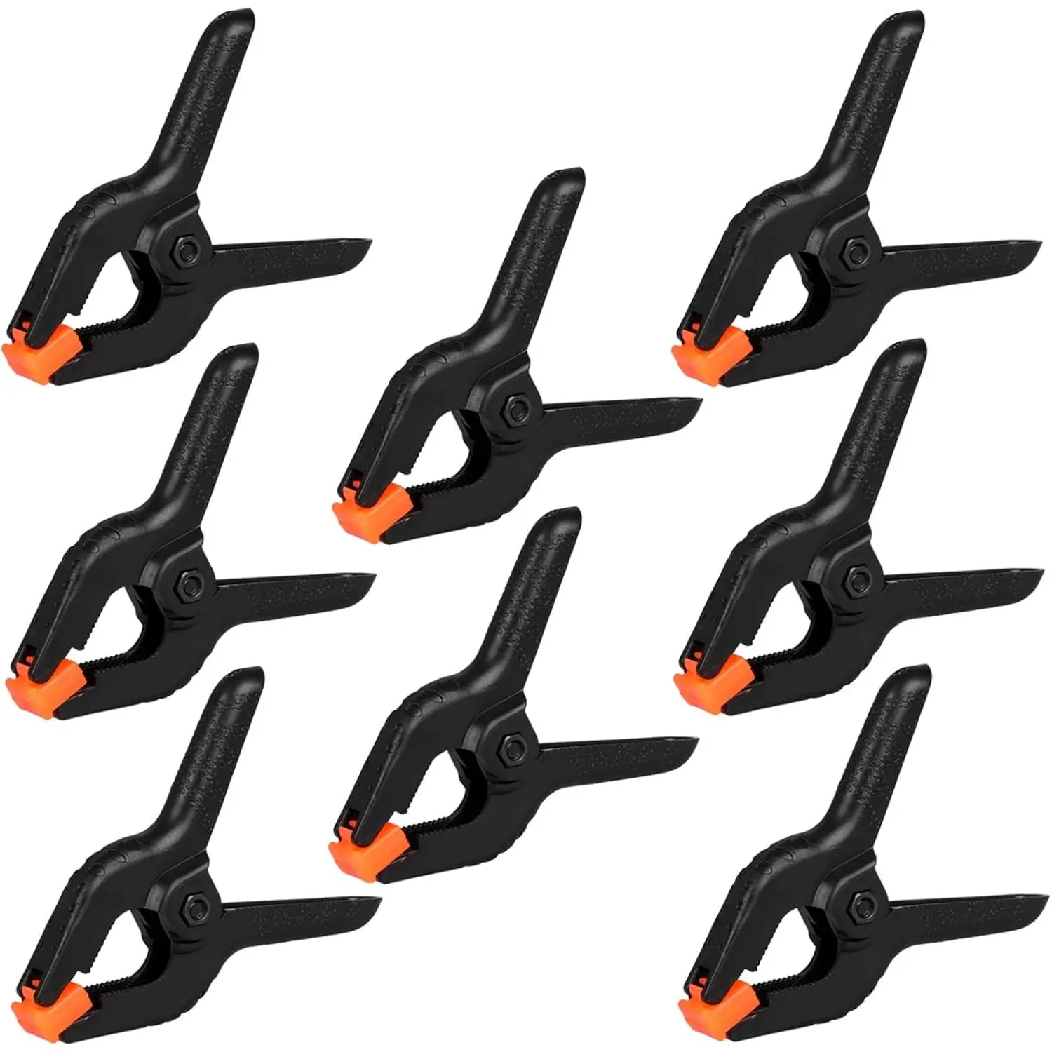 3.5 in Plastic Steel Spring Clamps (12 Pack) - Small Heavy-Duty Adjustable Jaw Clips with Round Grip for Crafters, Woodworking, Photography Studios (Black), Small Clamp