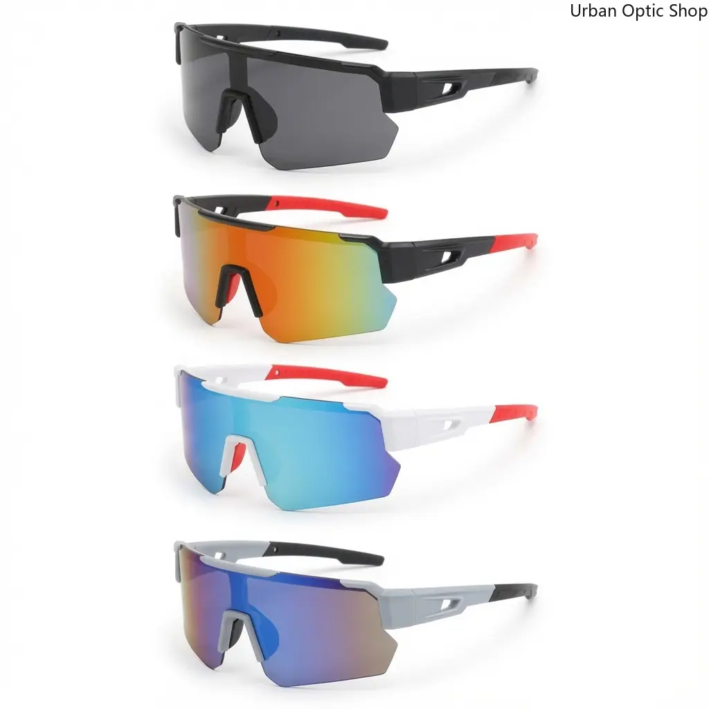 XUH Sport Cycling Sunglasses for Men Women, UV400 Protection Color Mirrored Lens Wind‑Resistant Wraparound Goggles, Lightweight Anti‑Slip Sport Glasses for Biking Running Hiking Driving, Multiple Color Options