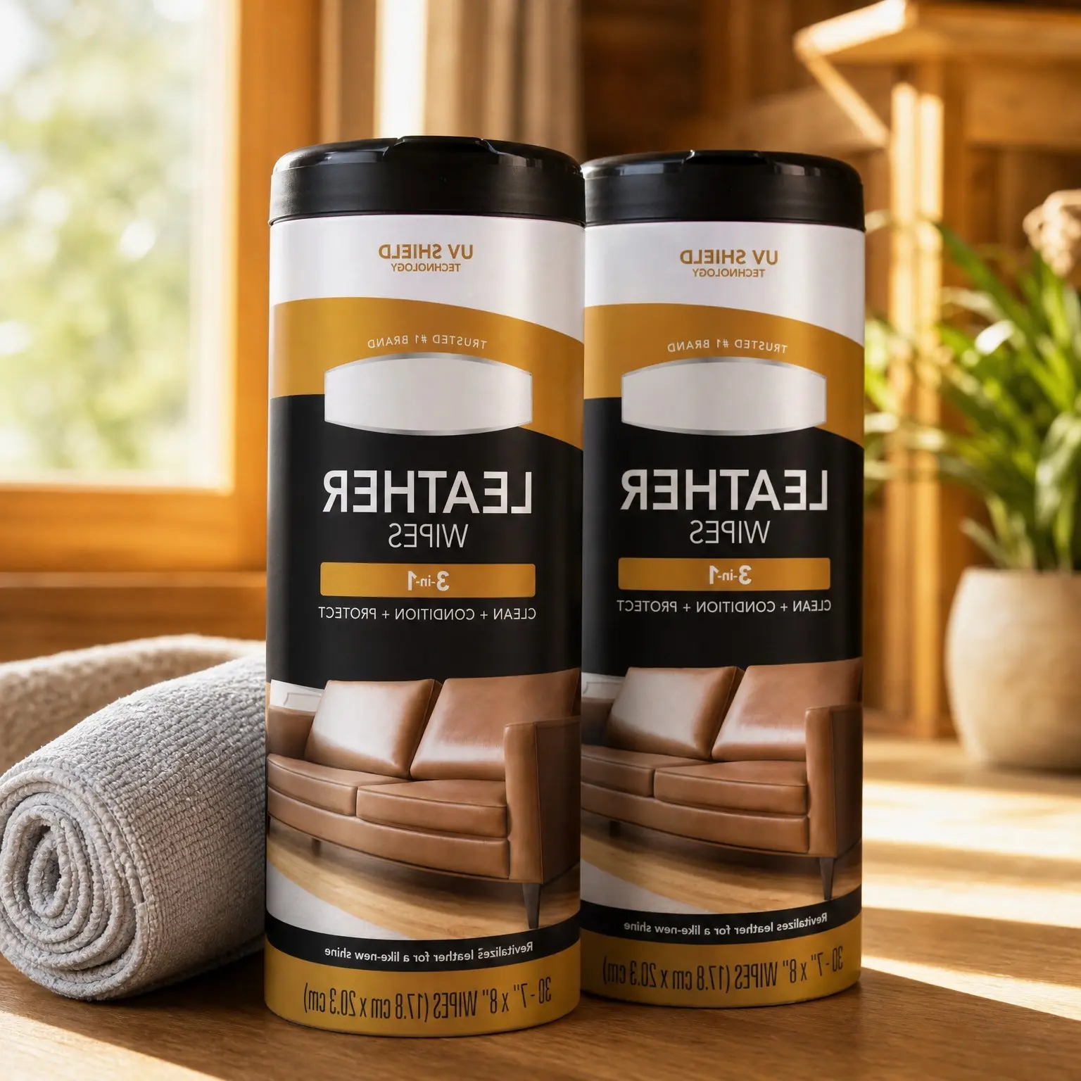 Leather Cleaner, Conditioner & Protector, 2 Pack Wipes with ClothGift